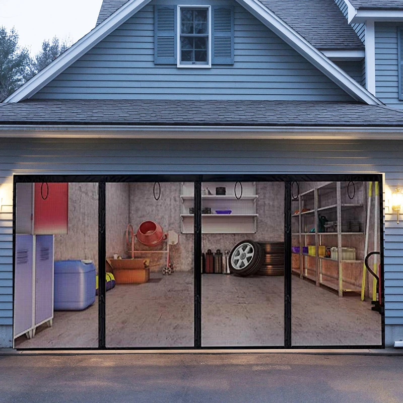 Magnetic Door Screen Mosquito Net，Custom Size Summer Anti insect Mesh Automatic Closing Curtain，Garage door curtain, large size