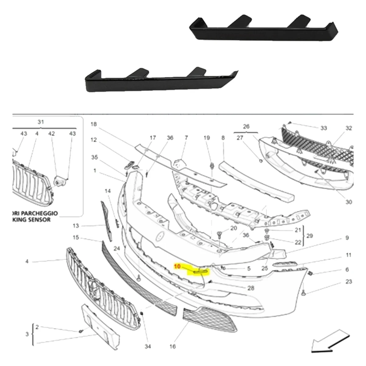 1Pair Front Bumper Panel Trim Strip 670011292 670011291 for Maserati Ghibli M157 2014-2020 Front Bar Side Small Holder