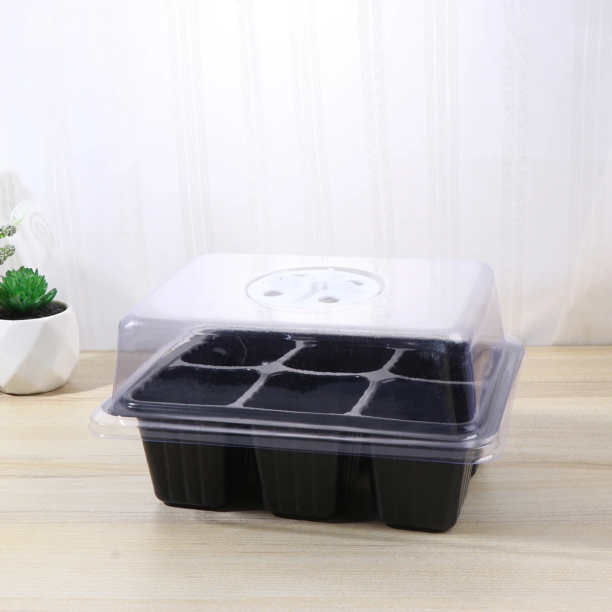 

2 set 2 Sets 6 Cell Plastic Reusable Seedling Trays Uv Resistant Durable Garden Hydroponic Germination Box Nursery Pot