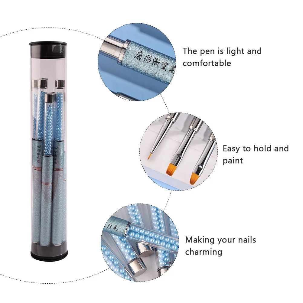 10 stuks kunstborstelset hoogwaardige vezelhaar niet-vervorming duurzaam licht comfortabel Franse nageltrimmer diy manicure toolkit