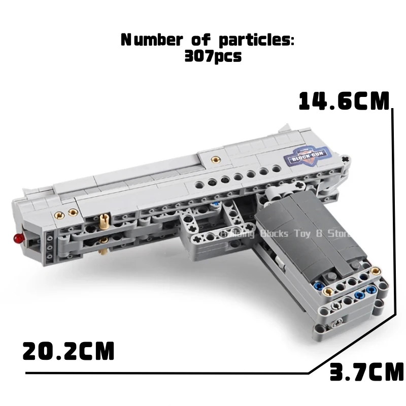 Na stanie 307 elementów City Technical Police Military Pistol Model Building Blocks Desert Eagle Strzelający Imitowany Pistolet Zabawki Prezenty dla Dzieci