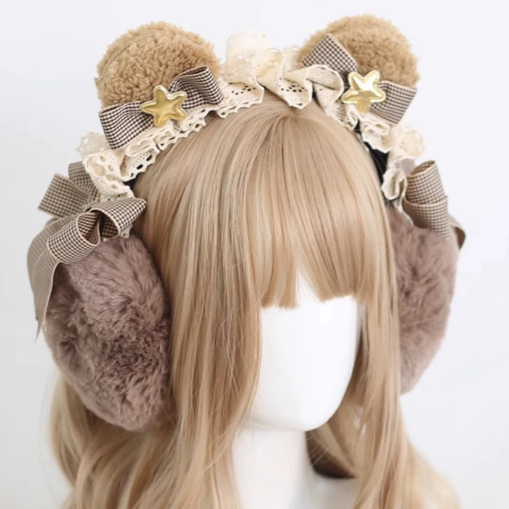 

Soft Cute Bear Ear Winter Warm Push Earmuffs