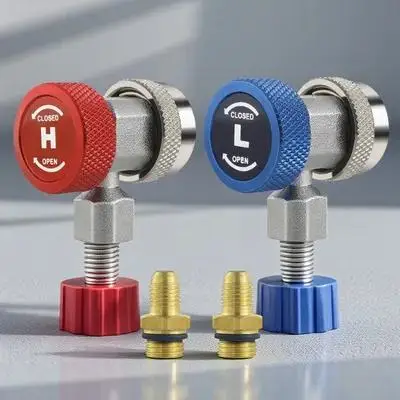 R134a Adjustable Ac Quick Coupler Adapter High Low Side Fitting Universal Compatible Hvac Gauge Connector R134a Coupler