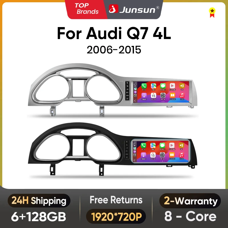 Junsun-Limitation de l'autoradio pour Audi Q7 4L, CarPlay pour Apple Stereo Wireless, Android Auto, 8 Core, 4G, WiFi, GPS, Autoradio, 2006-2015