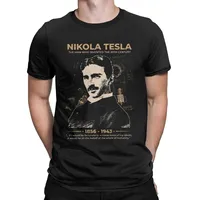 Round Neck Tees Plus Size T-Shirts Science Scientists Subject Inventor Physics Premium Cotton Clothing Men's Nikola Tesla Tshirt