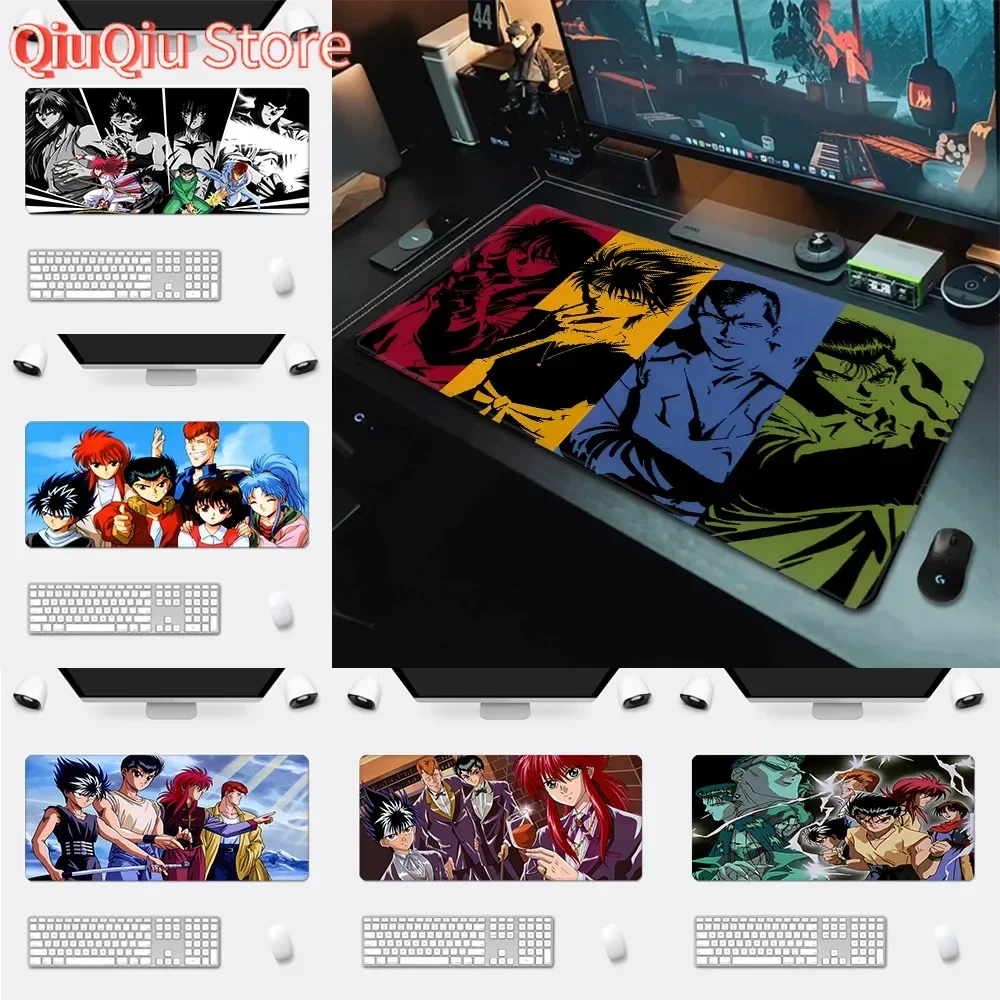 YuYu Hakusho Mousepad HD الطباعة ألعاب الكمبيوتر قفل الحافة عدم الانزلاق ماوس الوسادة XXL90x40cm لوحة المفاتيح الكمبيوتر وسادة مكتب
