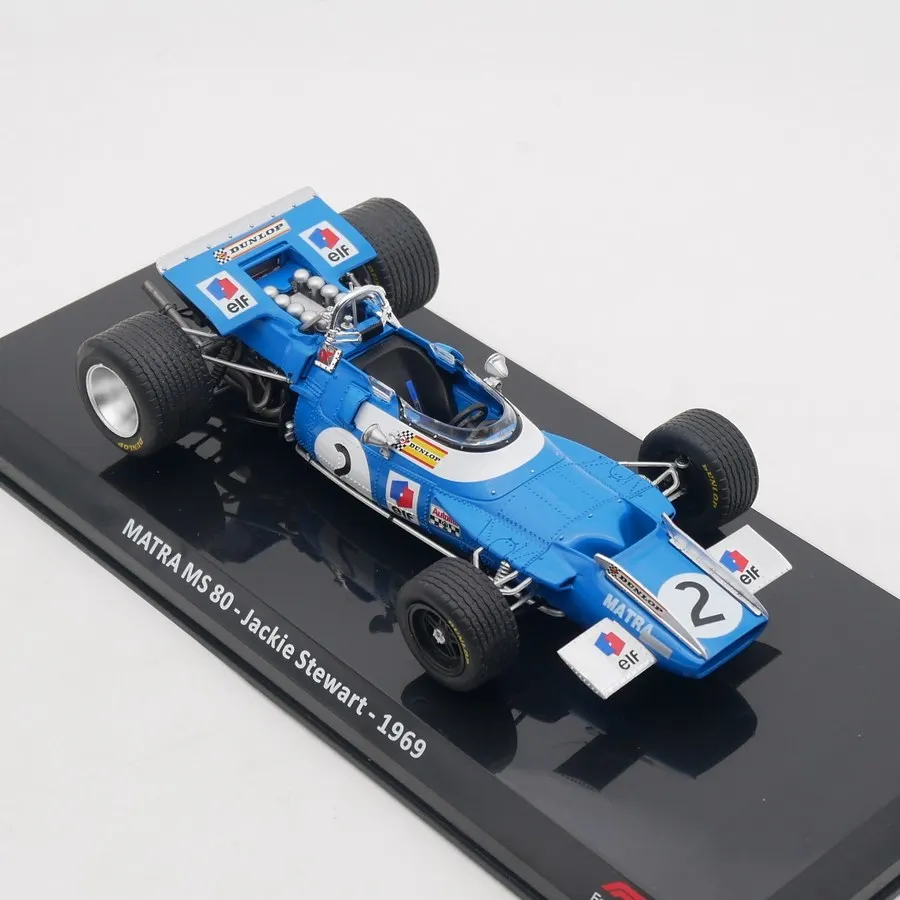 IXO Coche de Carreras de Juguete a Escala 1:24 de Aleación Fundida a Presión MATRA MS 80 Jackie Stewart 1969, Modelo Clásico, Regalo para Adultos, Souvenir, Exhibición Estática