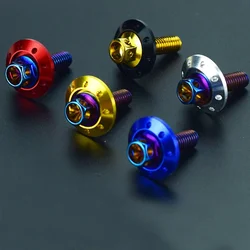 5 pcs M6 stainless steel 304 screw electroplated blue screw outer hexagon screw big head screw electric car motorcycle