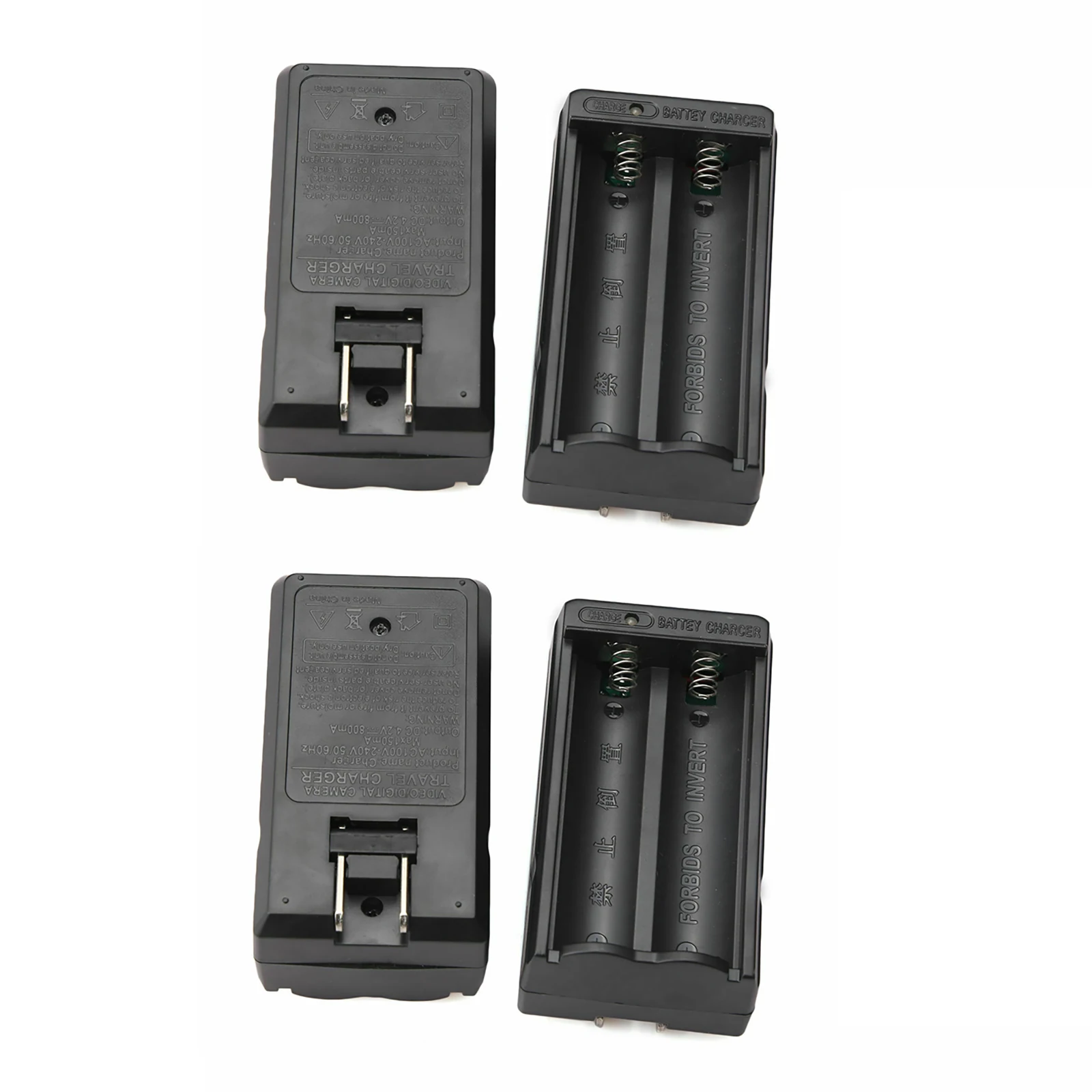 4Pcs/Set 18650 Battery Wall Charger Dual Slots 110V 220V For 18650 Charging 3.7V Rechargeable Lithium Battery Charger US EU Plug