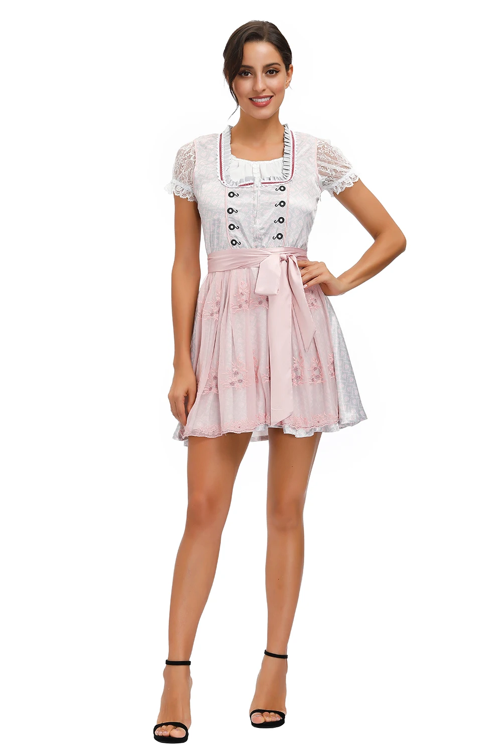 Sexy Maid Cosplay Dirndl vestido com camisa e avental para mulheres, traje tradicional bávaro, roupa de cerveja alemã