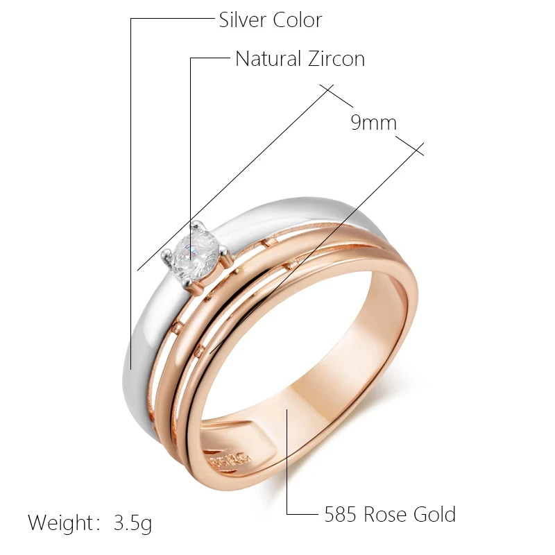 Wbmqda 585 Rose Gold Silver Color Mix Women\'s Rings Simple Fashion Wedding Proposal Engagement Jewelry Gifts