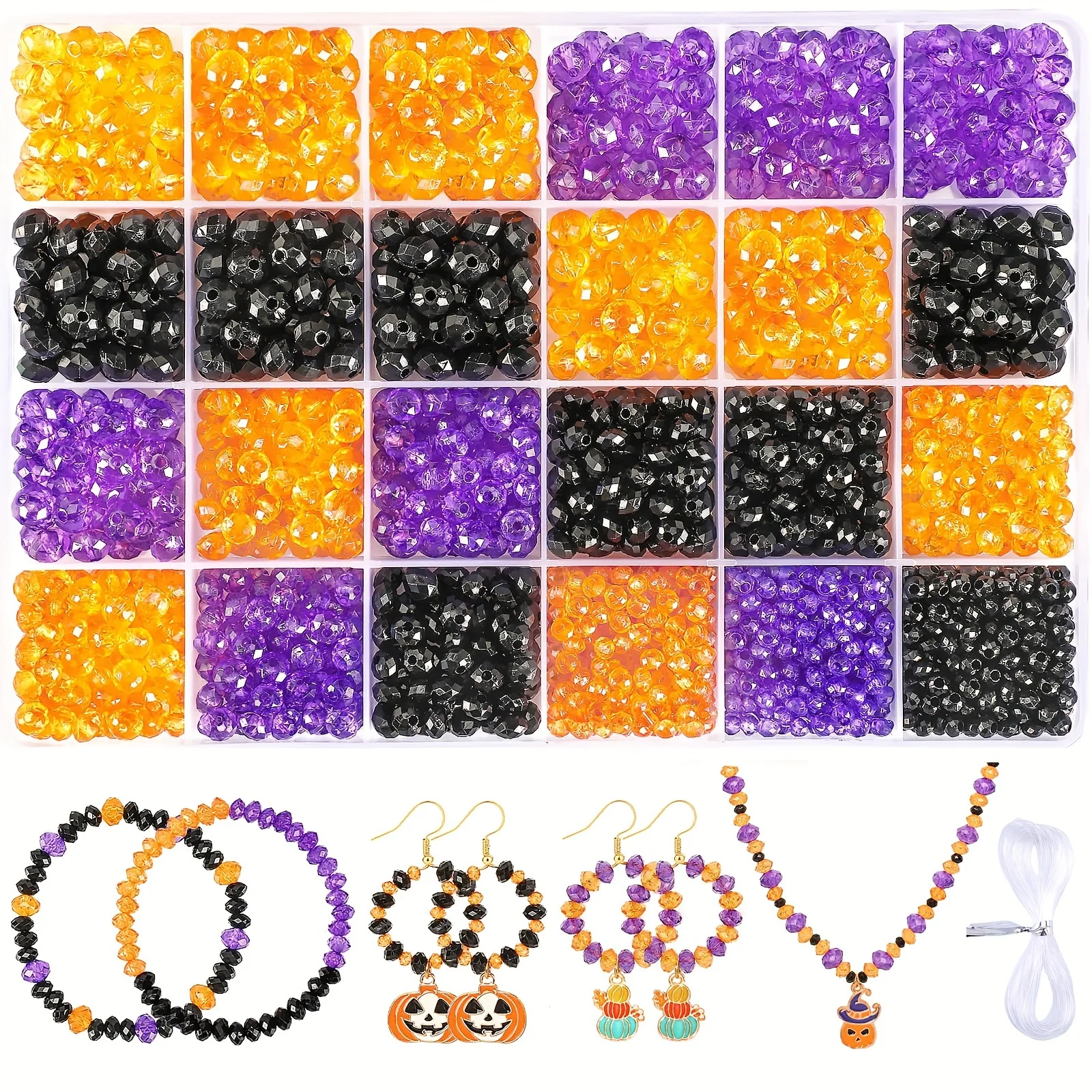 

570+Pcs Halloween Acrylic Crystal Beads Loose Spacers Craft Beads for Friendship Bracelet Jewelry Making Supplies