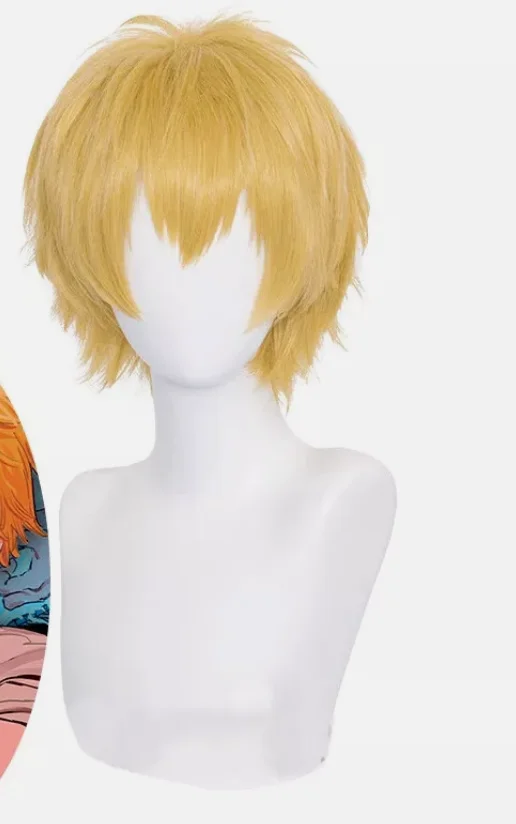 Chainsaw Man Denji Cosplay Wig 30cm Short Straight Yellow Hair Men Wigs