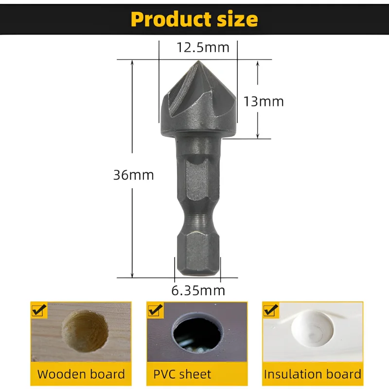 1/2/3Pc Hexagonal shank six-blade chamfering tool carbon steel sandblasting chamfering knife woodworking hole opener countersink