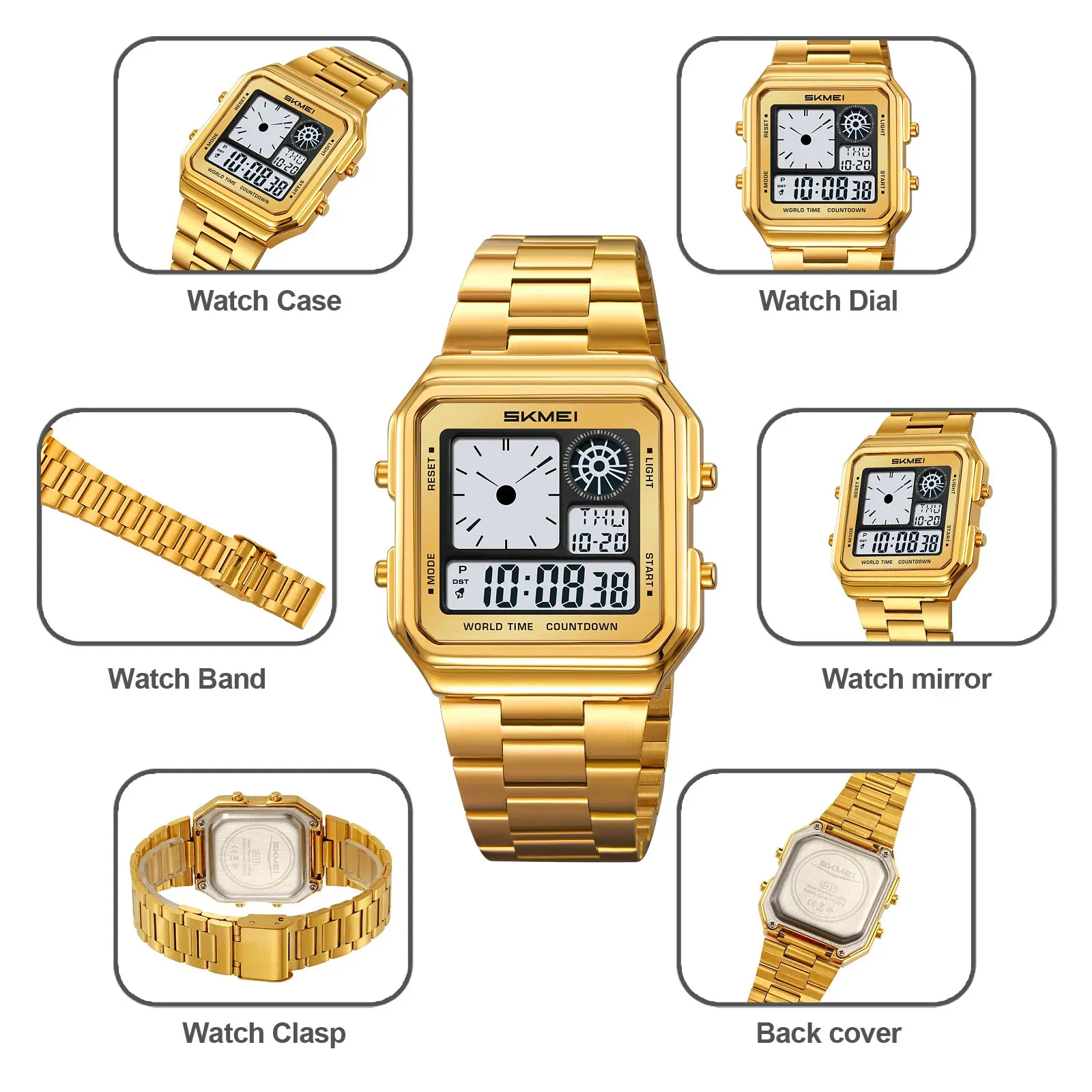 ساعة يد نسائية Daylight SKMEI 2451 رياضية رقمية للرجال توفير الوقت مقاومة للماء #6