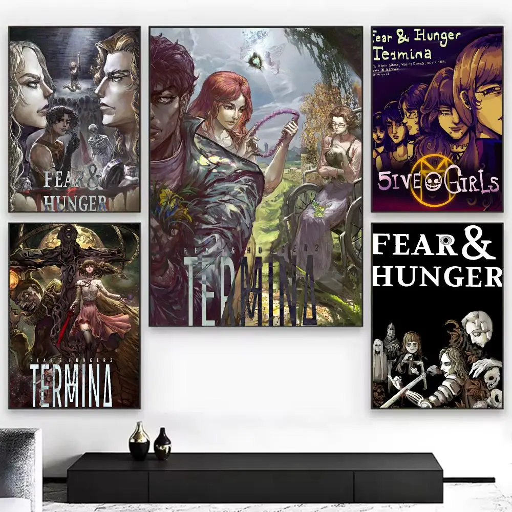 game horror F-Fear and Hunger Poster Chic Aesthetic Self-Stick Wall Poster Bedroom & Dorm Room Decor