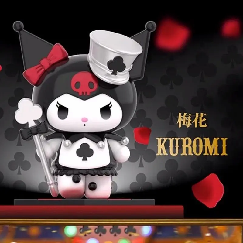Nova sanrio kuromi poker reino caixa cega na moda portátil bonito dos desenhos animados ornamento de mesa boneca bonito presente aniversário da menina