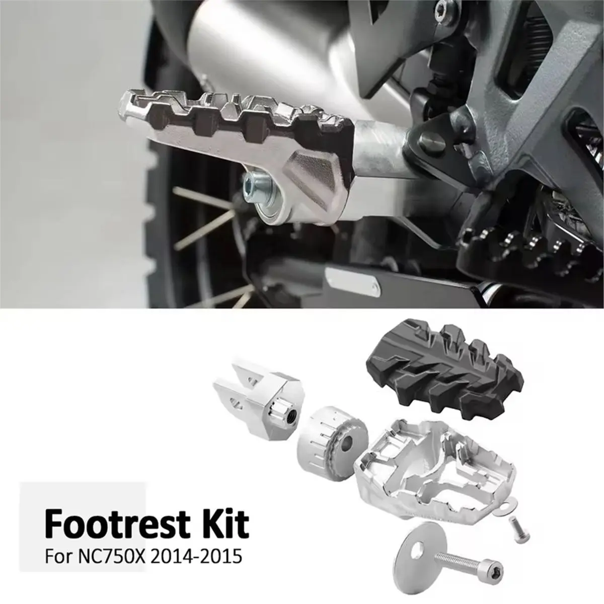 ABQE Motorcycle Driver Foot Pedal Foot Pegs Footrest Expandable Teeth Pedal Kit for Honda NC 750 X NC750X 2014 2015