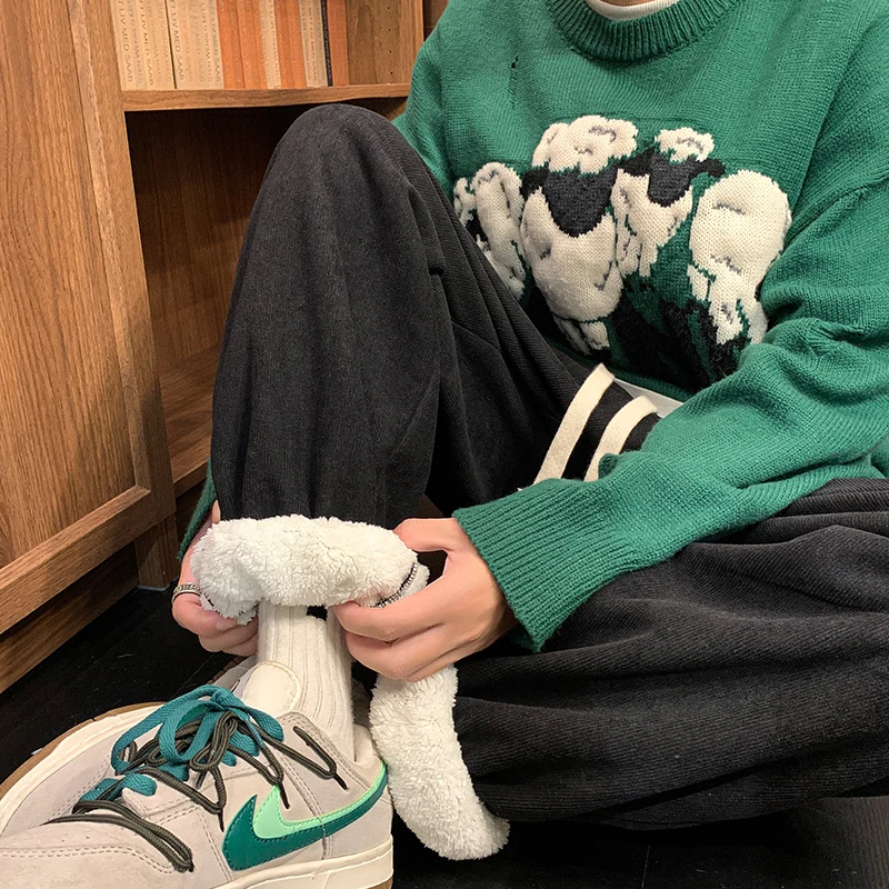 سميكة صوف مبطن ركض للرجال شتاء دافئ شيربا السراويل الرجال Sweatpants الوزن الثقيل صالة غير رسمية بنطلون خريف شتاء #6