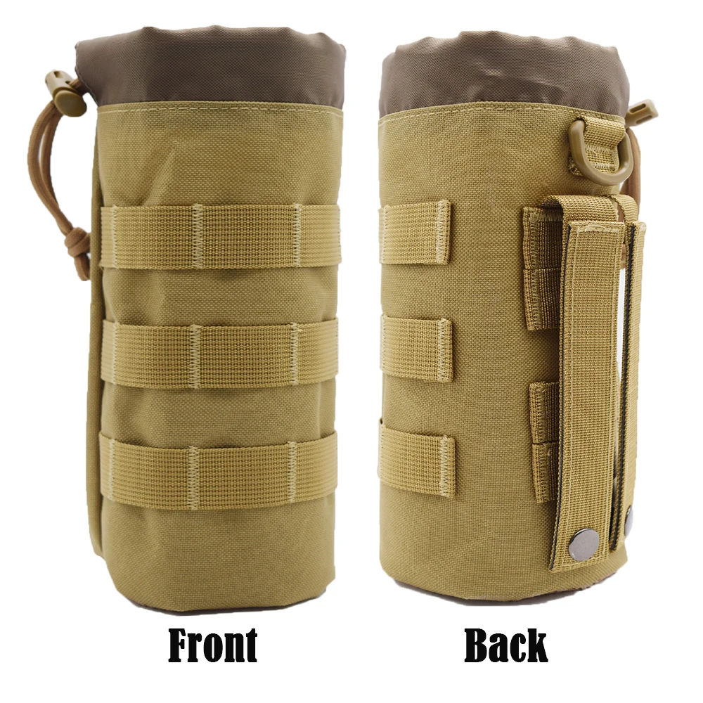 Taktische MOLLE-Flaschentasche für Reisen, Sprots Molle-Wasserflaschenhalter mit Kordelzug oben offen und Netzboden – Detail 9