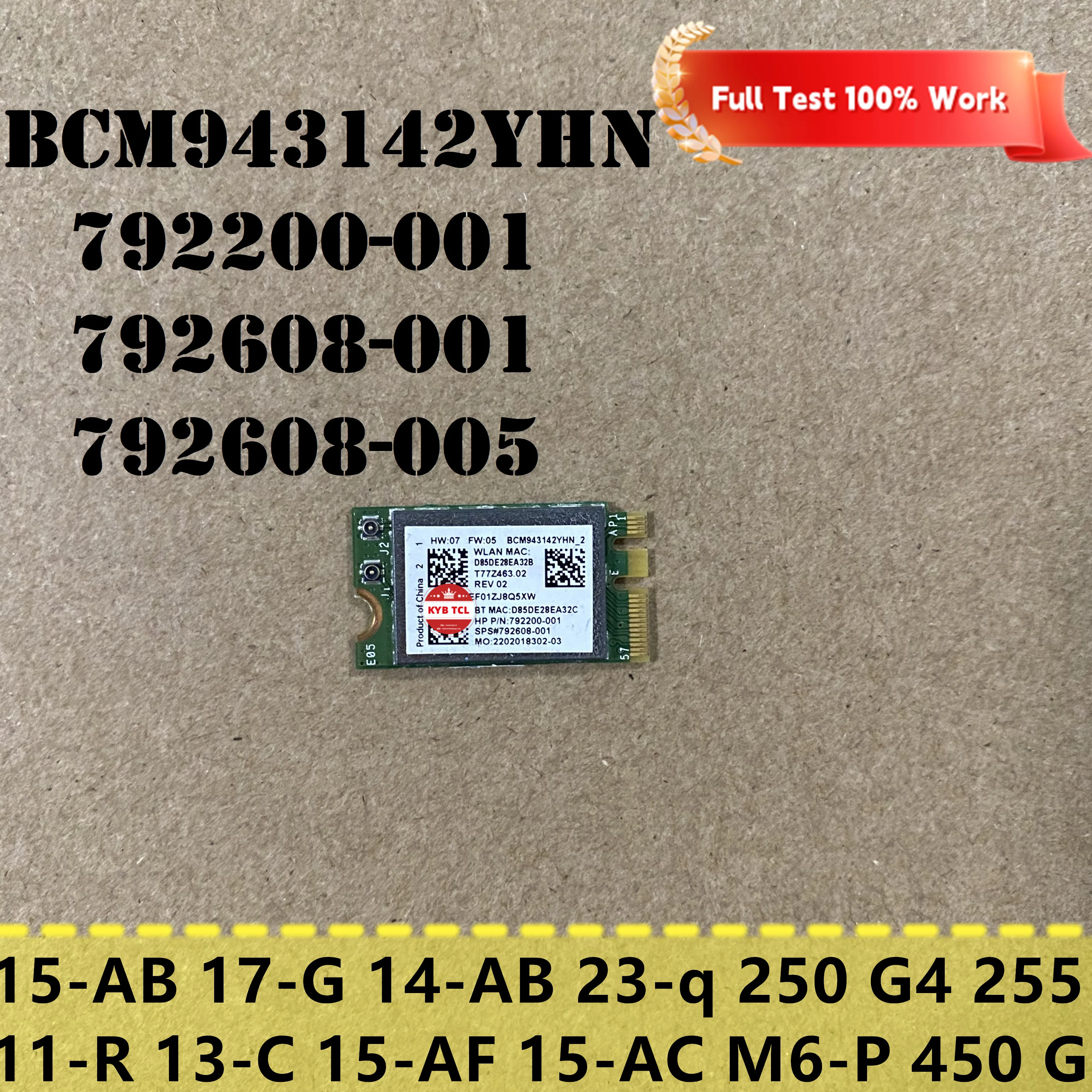 BCM943142YHN WiFi WLAN card+Bluetooth 4.0 792200-001 792608-001 For HP 23-q 250 G4 255 11-R 13-C 15-AF 15-AC 15-G M6-P 450 G3