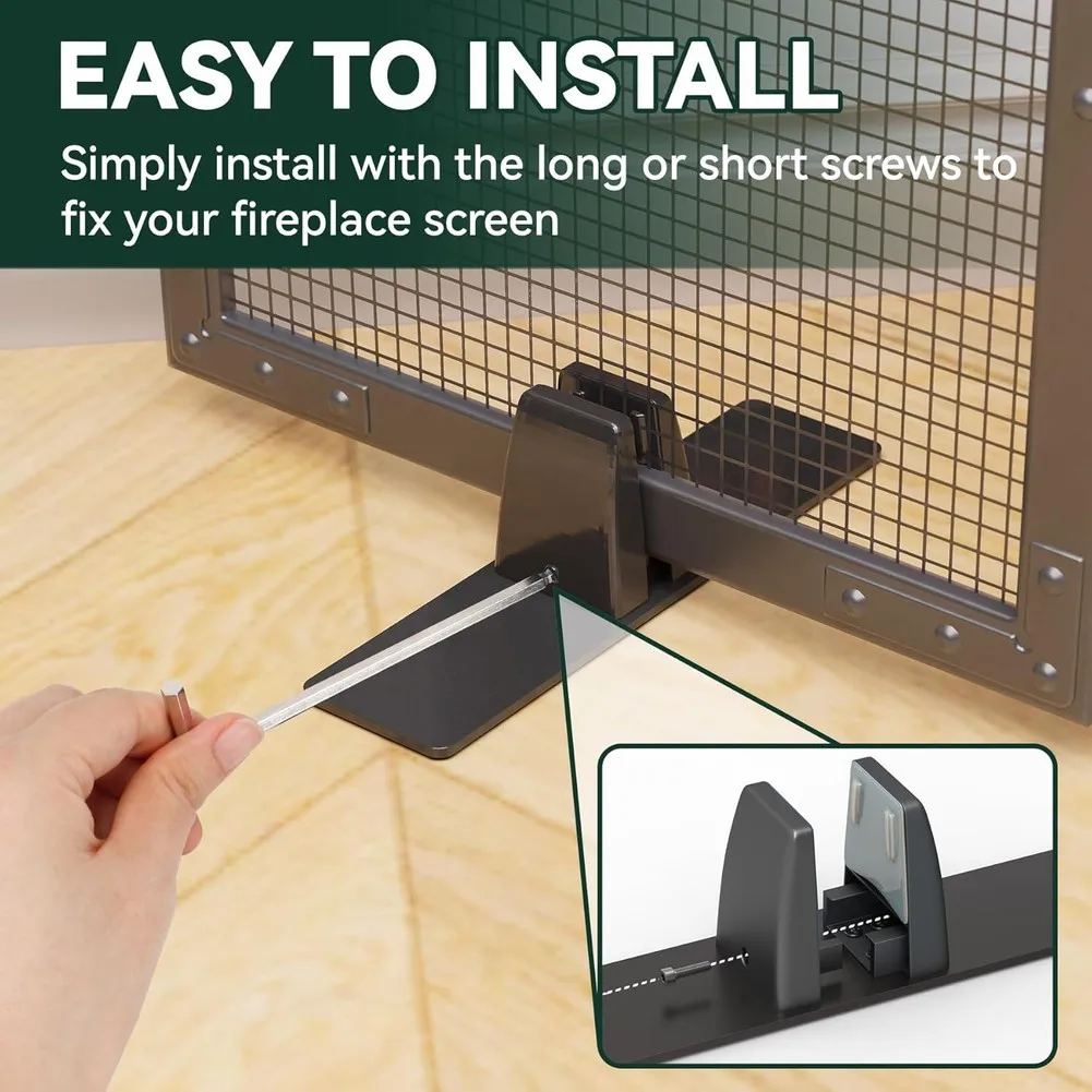 2pcs Fireplace Screen Stand Aluminum Alloy Bracket System for Glass Panels Stable Triangular Support Structure