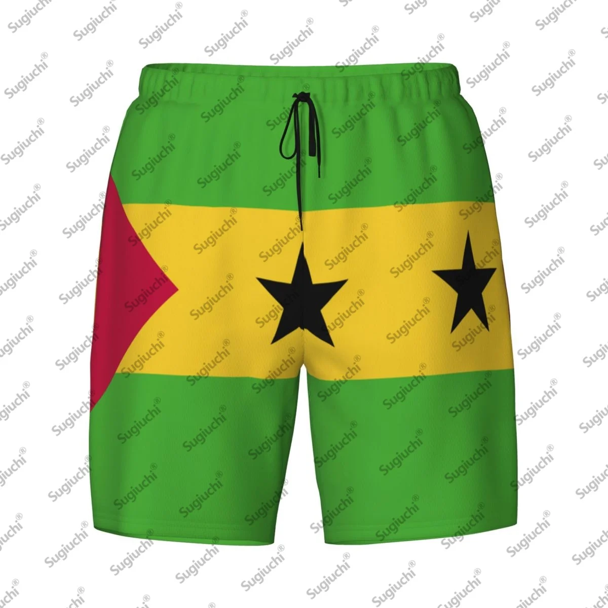 

2025 Sao Tome And Principe Flag Top с 3D принтом Мужские плавки Гавайский купальный пляж 2 в 1, быстросохнущие летние шорты для плавания