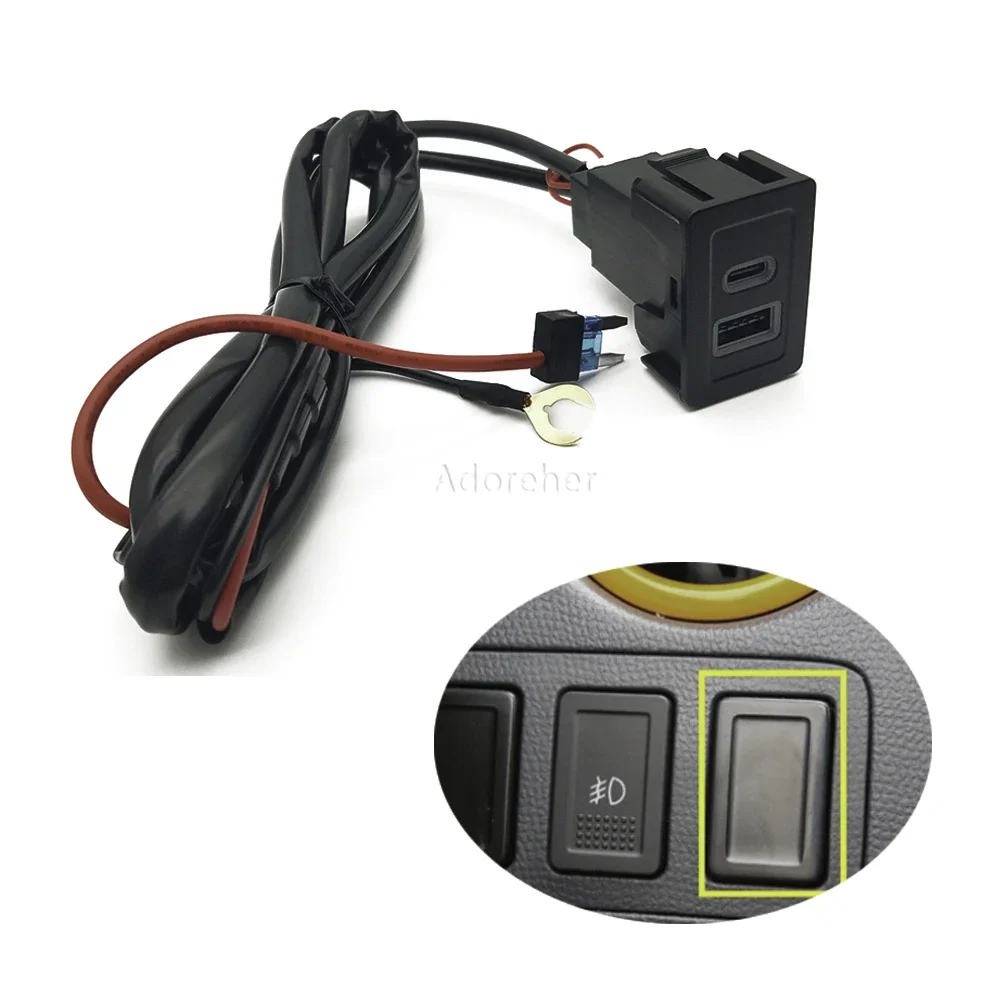 

For Suzuki SX4 Car TYPE-C PD QC3.0 Charger USB Rapid Charger Auto Quick Charger Interface Power Adapter