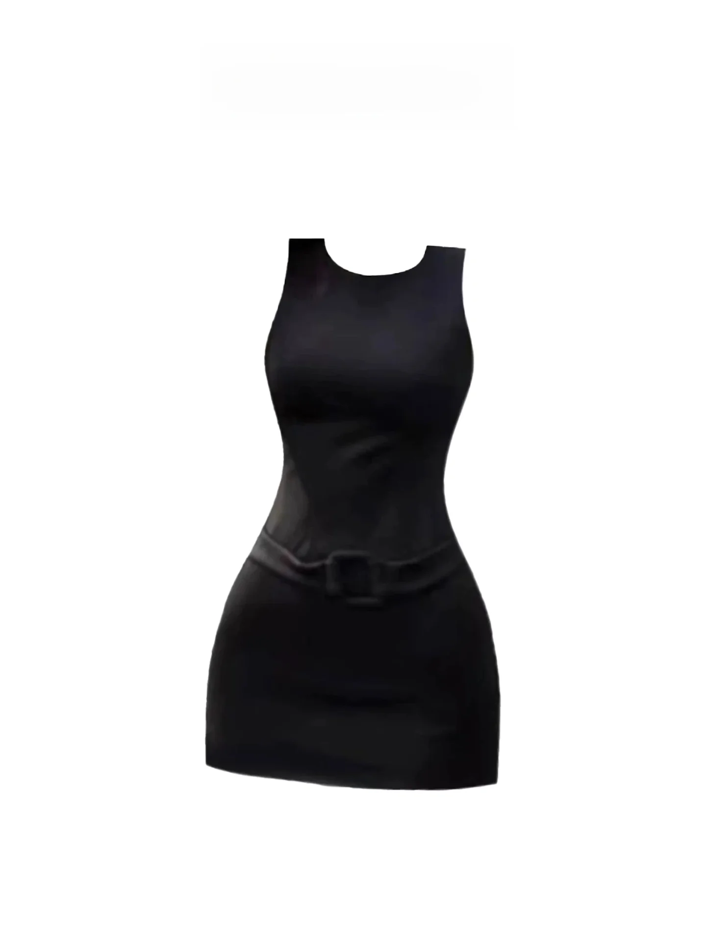 HEZA Różowa Kamizelka Damska Letnia Dopasowana Spódnica z Podkreśloną Talia i Zakrytymi Pośladkami Francuski Styl Bez Rękawów Okrągły Dekolt