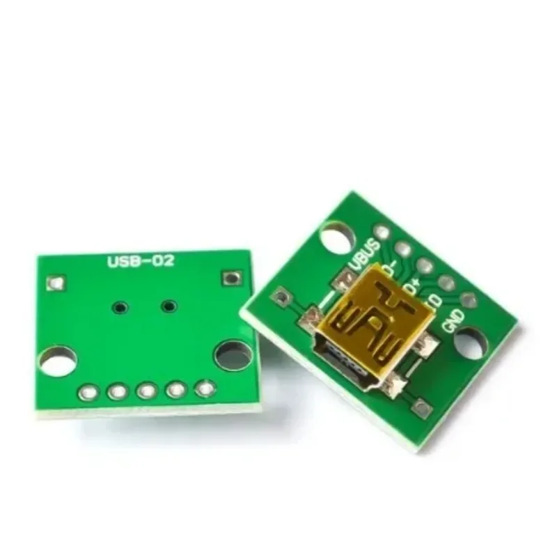 Mini USB A Macho para USB 2.0, 3.0 A Fêmea, Interface de Conector B, 2.54mm DIP PCB Converter, Adaptador Breakout, 5Pcs