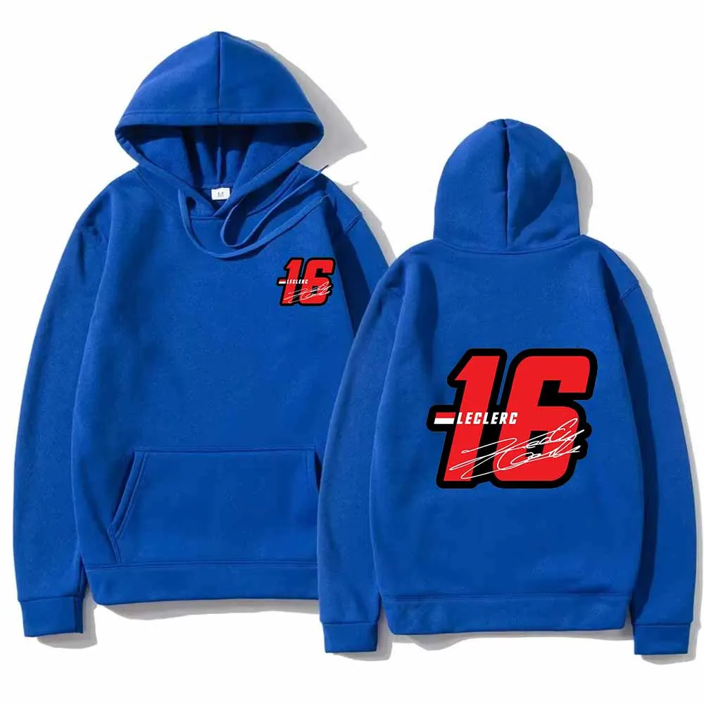 Fashion Hoodies Graphic Sweatshirts Loose Drawstring Number 16 Charles Leclerc Racer Printed Hooded Pullover Unisex Tops