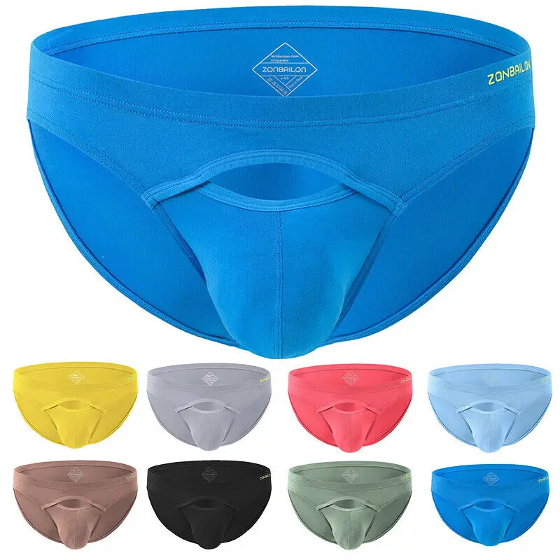 Mens Briefs Underpants Bamboo Breathable Stretchy Men\'s Briefs Bulge Solid Color Mens Briefs Case Underwear Man Panties Lingerie