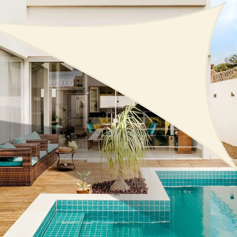 Outdoor Triangle Sun Shade Sail Canopy Waterproof UV Resistant Patio Cover Awning for Backyard Garden Pool Area Home Decoration