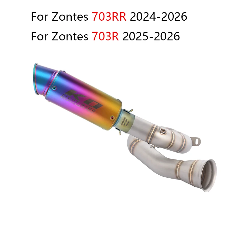 

Slip On For Zontes 703RR 2024-2026 703R 2025-2026 Motorcycle Exhaust System 51mm Muffler Mid Link Pipe With Removable DB Killer