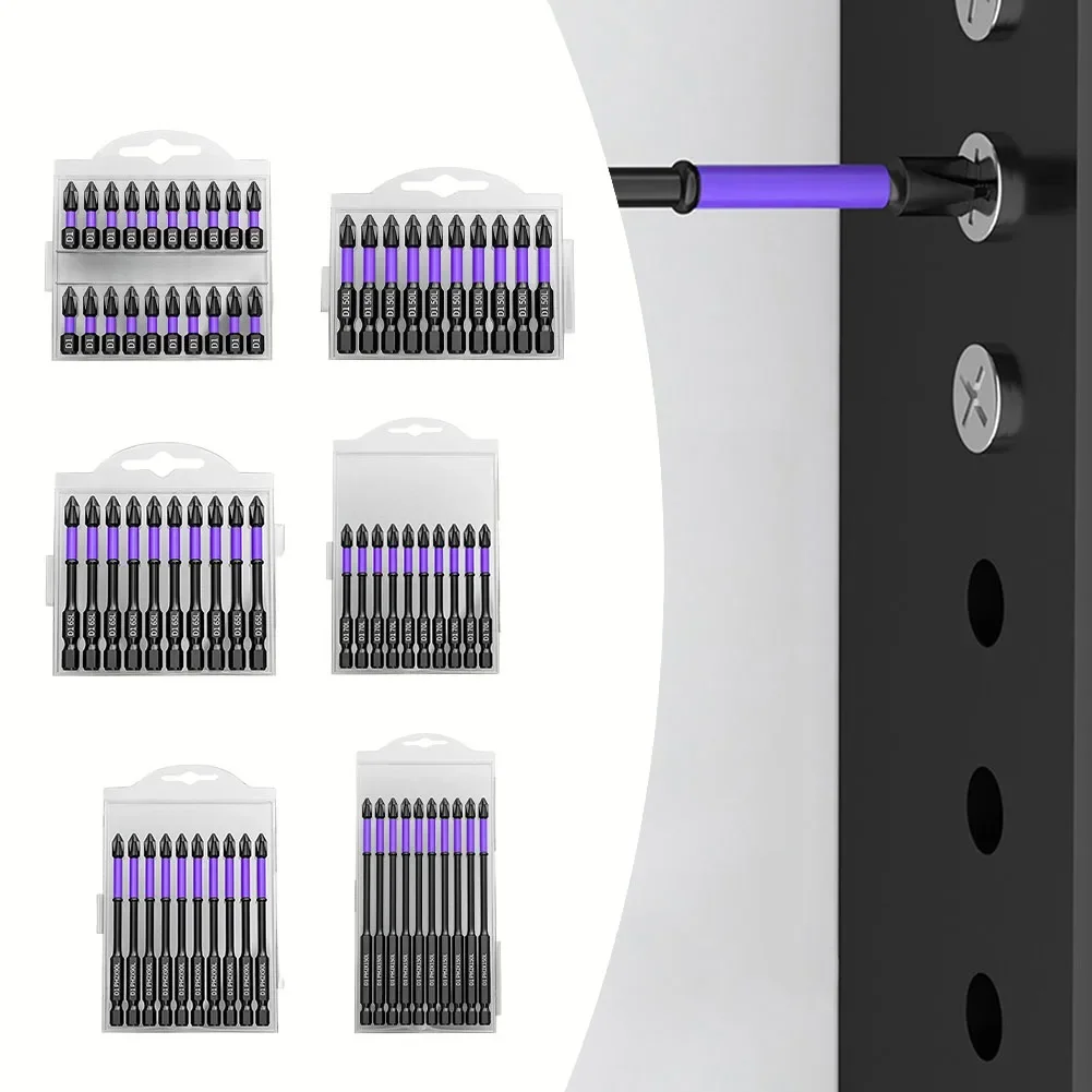 10 20pcs 25-150mm Cross Screwdriver Head Strong Magnetic Anti Slip High Hardness Electric Screwdriver Tool Drill Bit