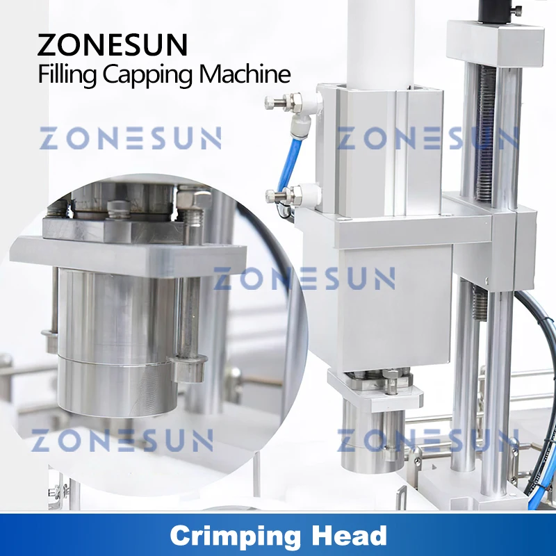 ZONESUN Liquid Filling Capping Machine Automatic Ceramic Pump Glass Vial Plastic Bottle Cosmetic Production ZS-XBFC20