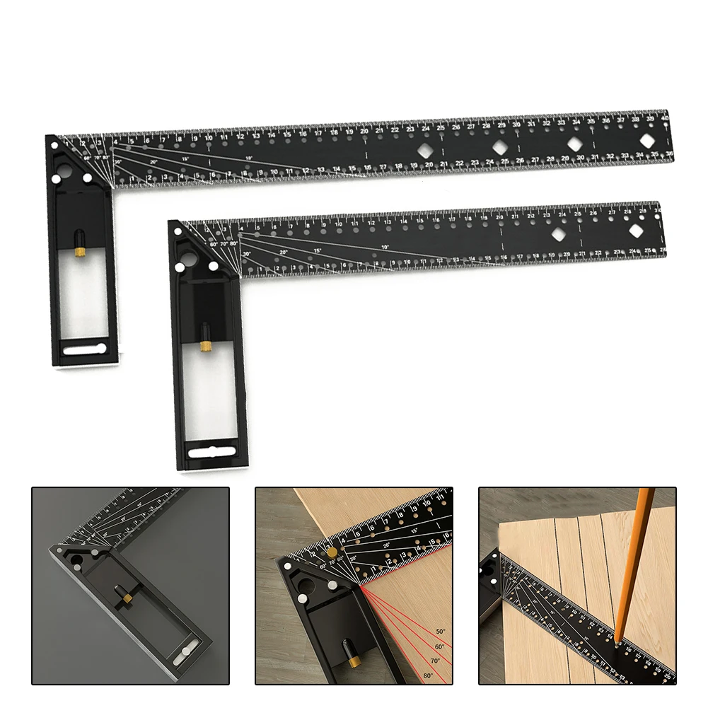 

Multi Functional Right Angle Ruler 90 Degree Hole Angle Ruler Industrial Grade Positioning Marking Angle Ruler Woodworking