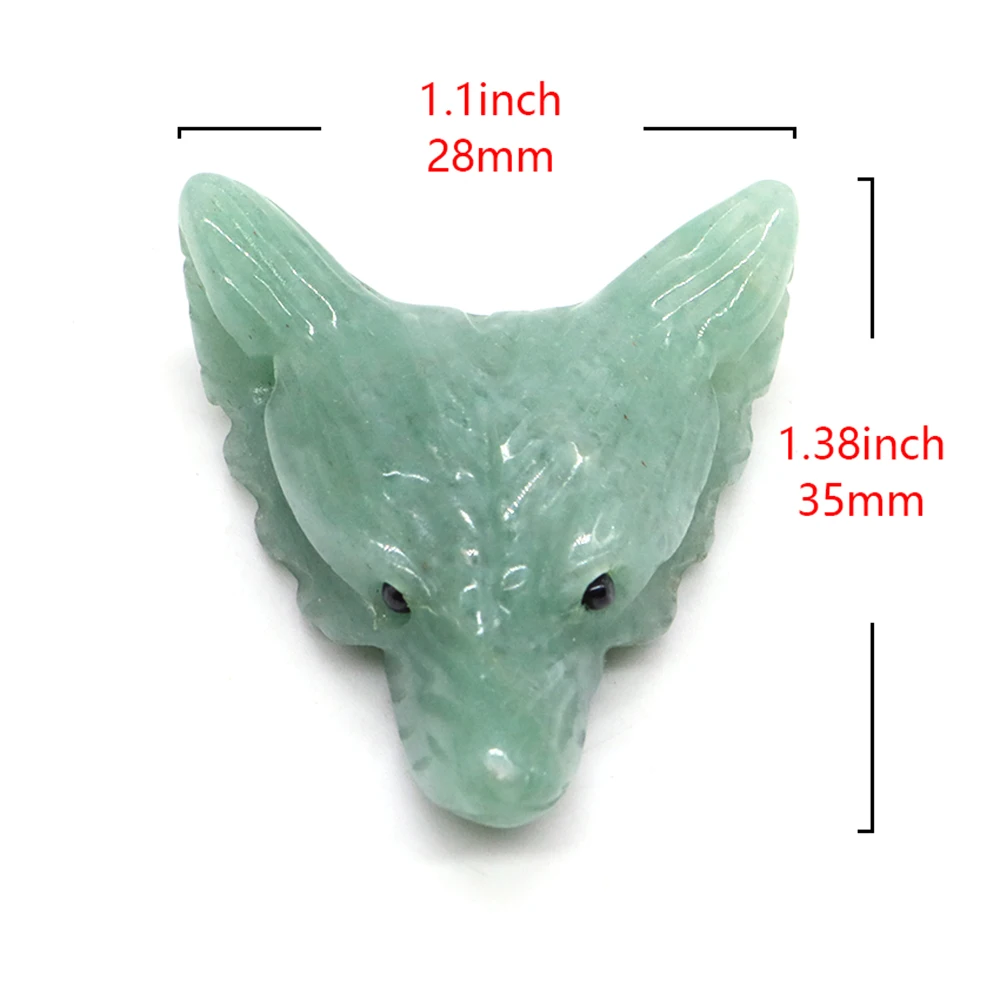 35mm Naturally Stone Wolf Head Pendant Hand Carved Crystals Accessories Diy Animal Gemstone Crafts Quartz Necklace Holiday Gifts