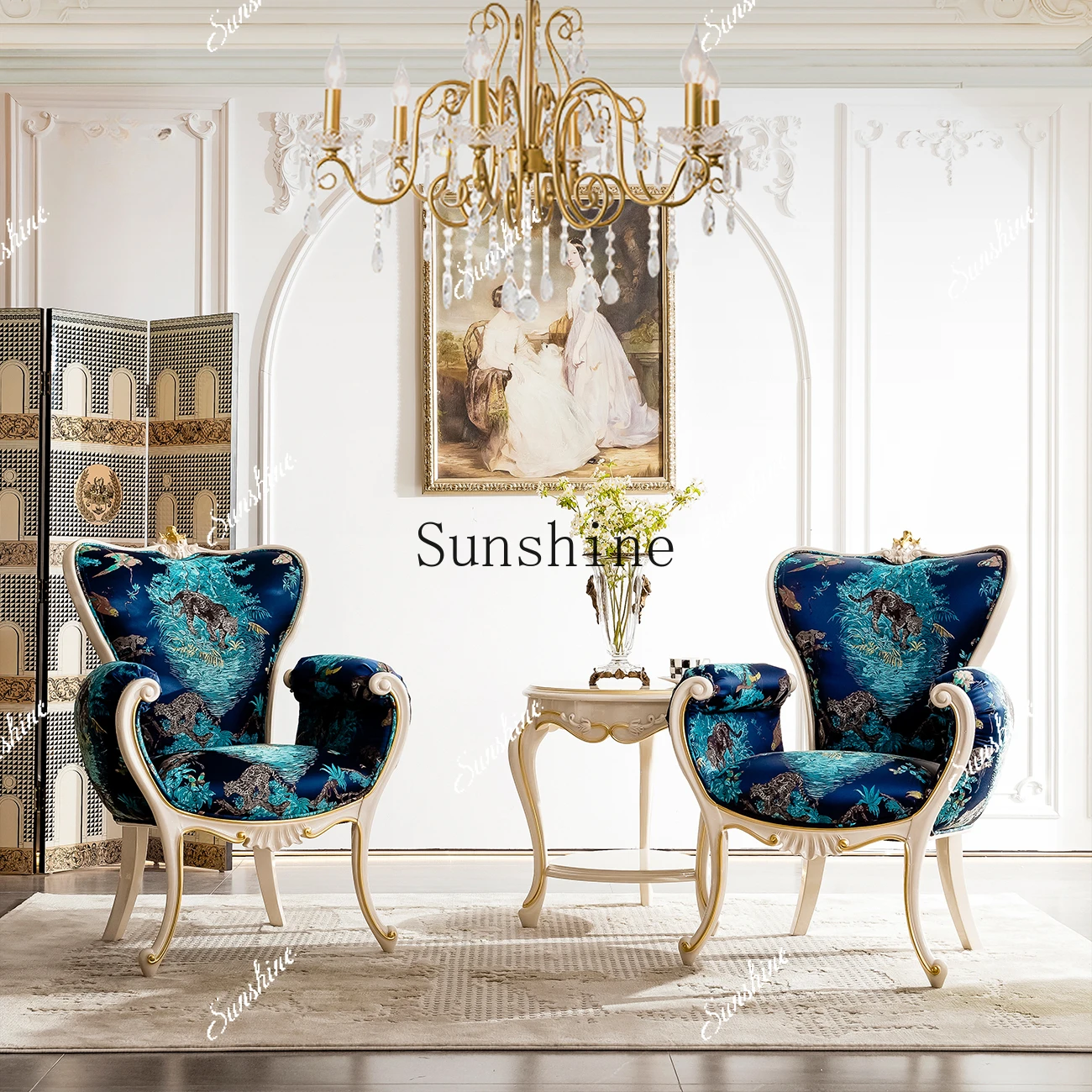 High-end French villa sofa single seat retro art negotiation chair EF7  FT