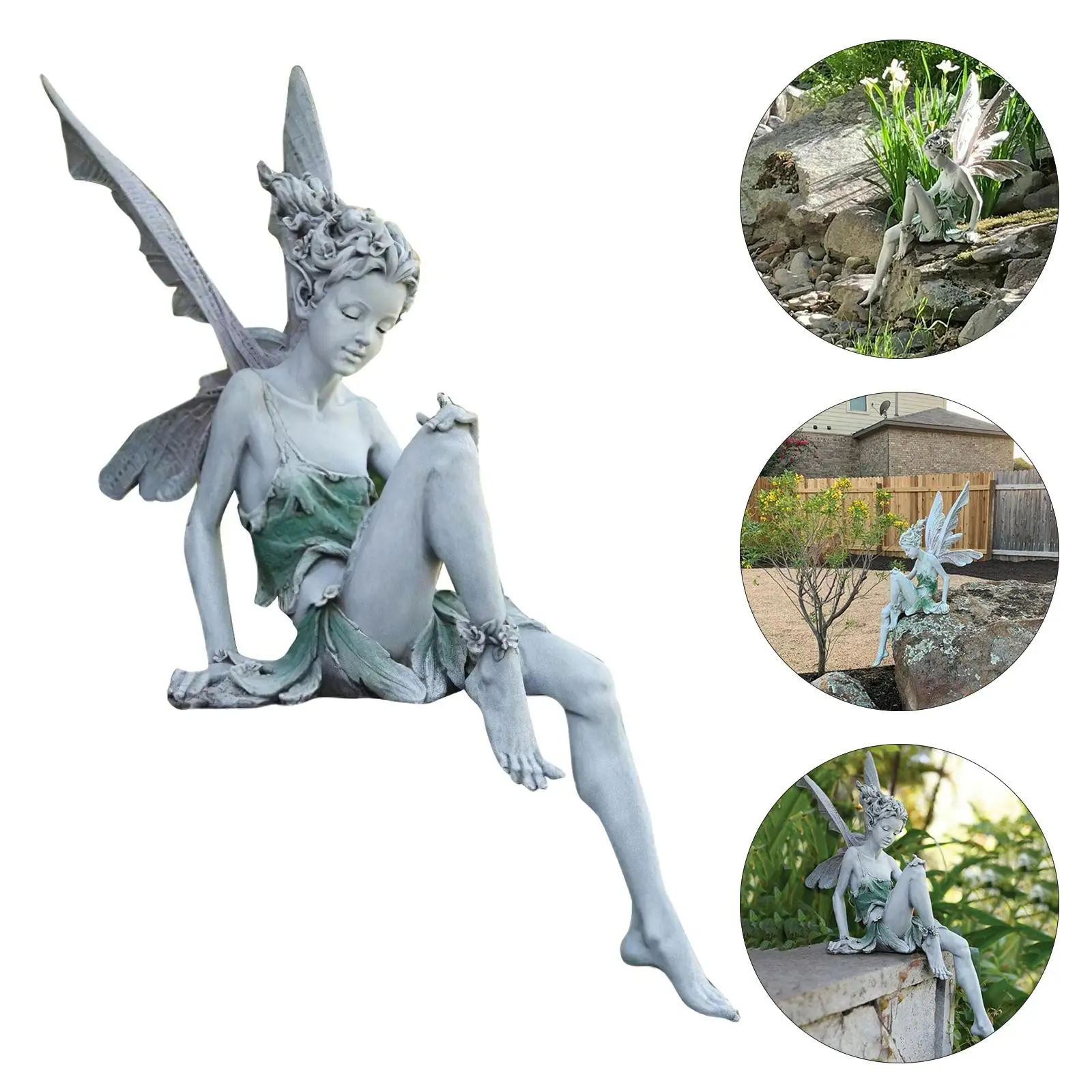 Garden Fairy Statue Pond Lawn Figurine Patio Backyard Sculpture Ornament