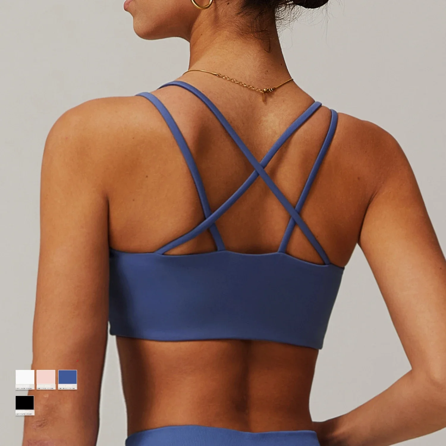 Cross Back Yoga Bra Women's Gym Sports Bra Push Up Crop Top Exercise Nude Underwear Outdoor Running Fitness Athletic Sportswear