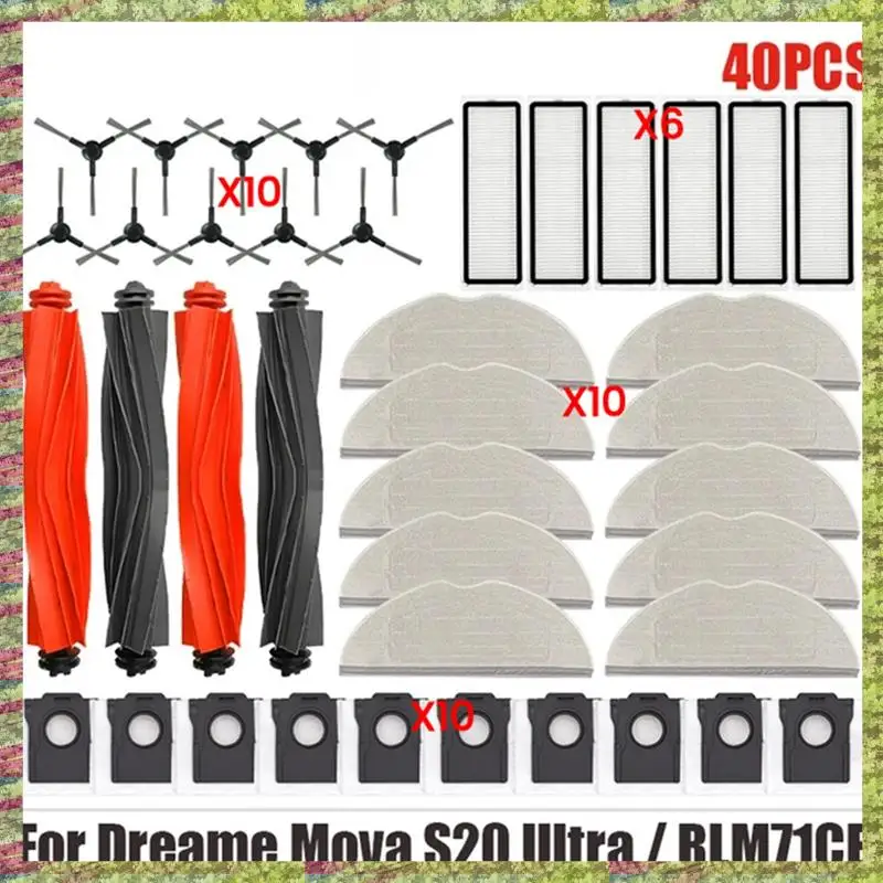 

ABKB 40PCS Replacement Accessories Kit For Dreame Mova S20 Ultra / RLM71CE Vacuum Cleaner Accessories Mop Pads Filters Dust Bags