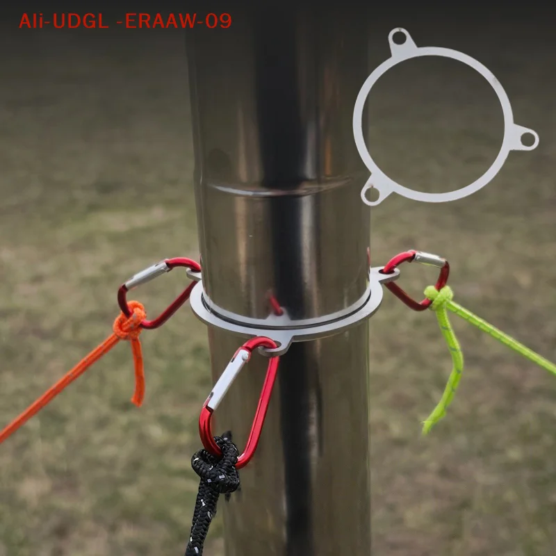 1PC 6/7CM Outdoor Camping Wood Stove Chimney Wind Rope Metal Ring Pipe Support Brace Bracket Universal Windproof Fixing Mount