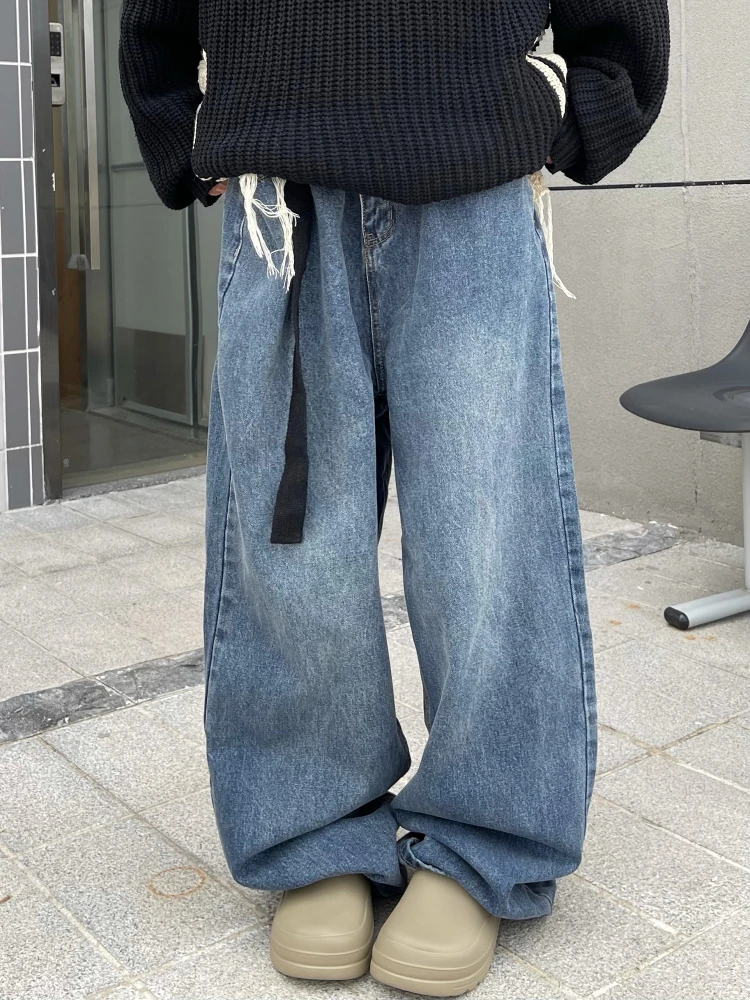 Pantalones vaqueros de pierna ancha para mujer, Jeans Vintage, estilo japonés y coreano, sueltos, pierna recta, largo hasta el suelo, Y2K,