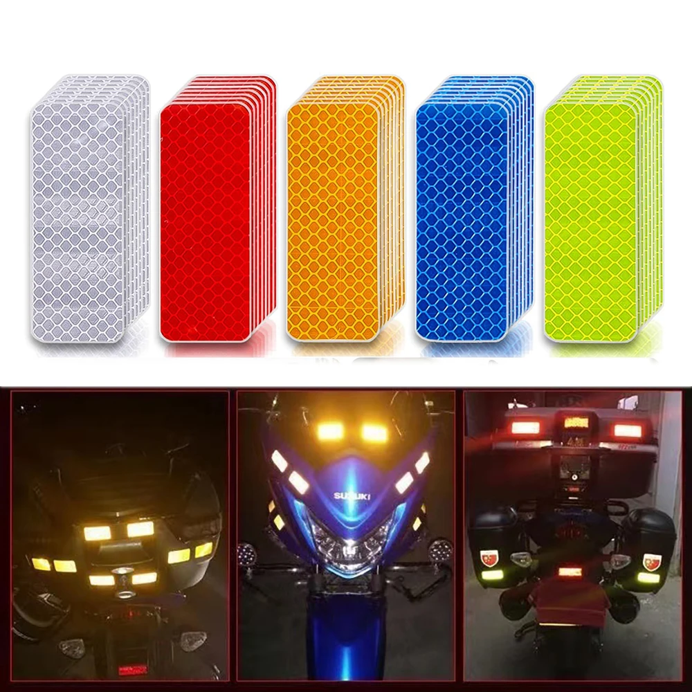 10 unids/set de pegatinas de tira de seguridad reflectantes para parachoques de motocicleta y coche, mejoran tu estilo de seguridad de conducción nocturna para remolque de coche y bicicleta