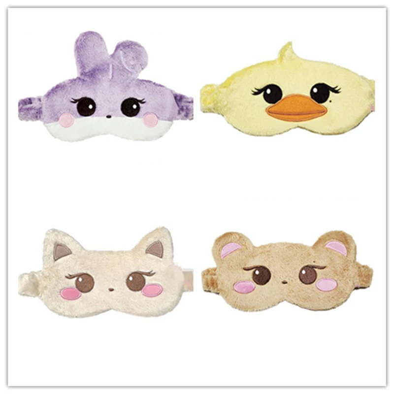 New Kpop Group BORN PINK Cartoon Embroidery Plush Warm Eye Mask Display Fans Gifts Collection