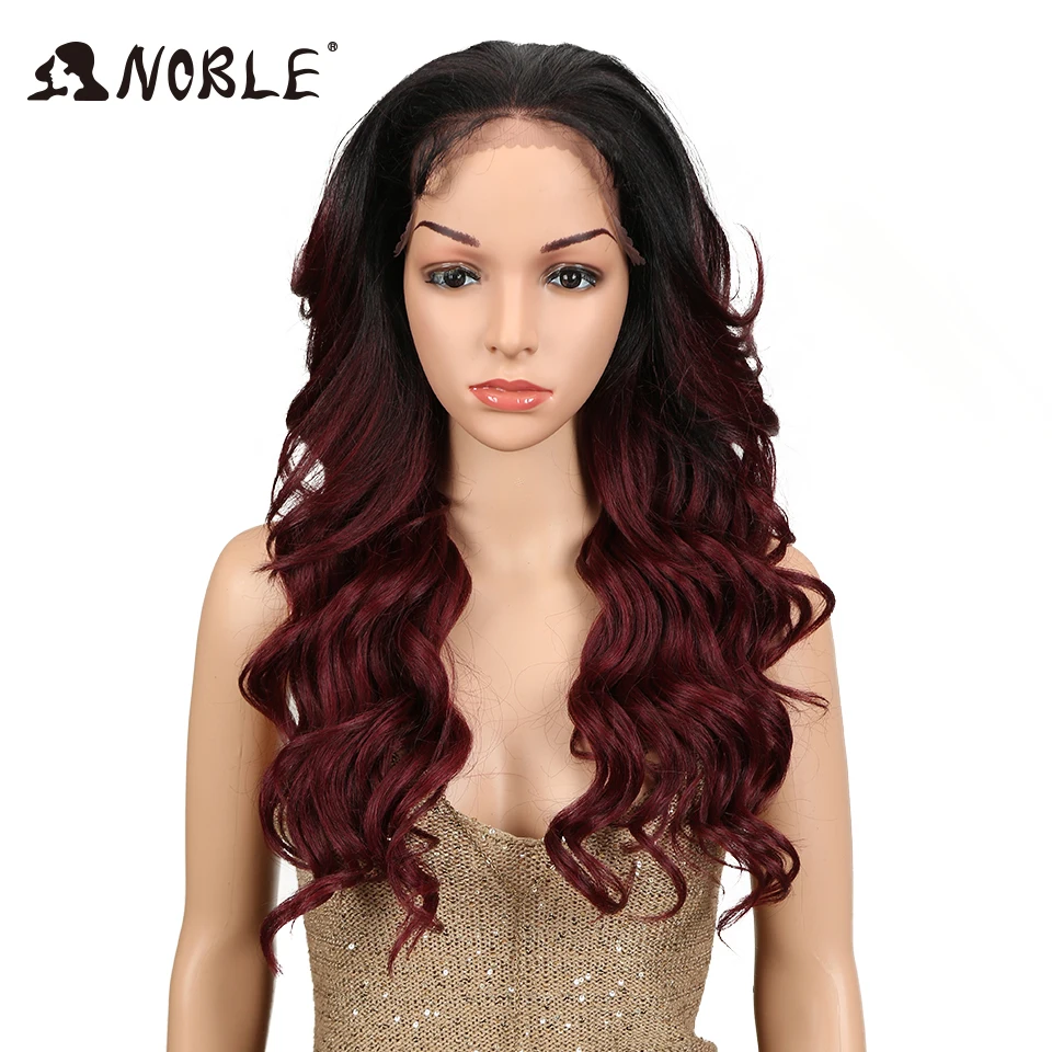 Noble Synthetic Lace Front Wigs For Women Ombre Brown Blonde 13x4 Lace Front Wig 24 inch Loose Wave Baby Hair Lace Wigs