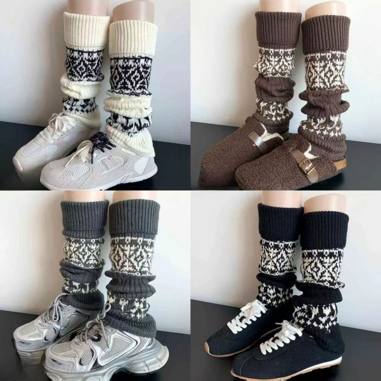 1 زوج جديد إمرأة الخريف والشتاء Legwarmers Kapron الزهور نيباد جوارب السيقان الإناث الفتيات كومة كومة الجوارب الرياضة السلامة #5