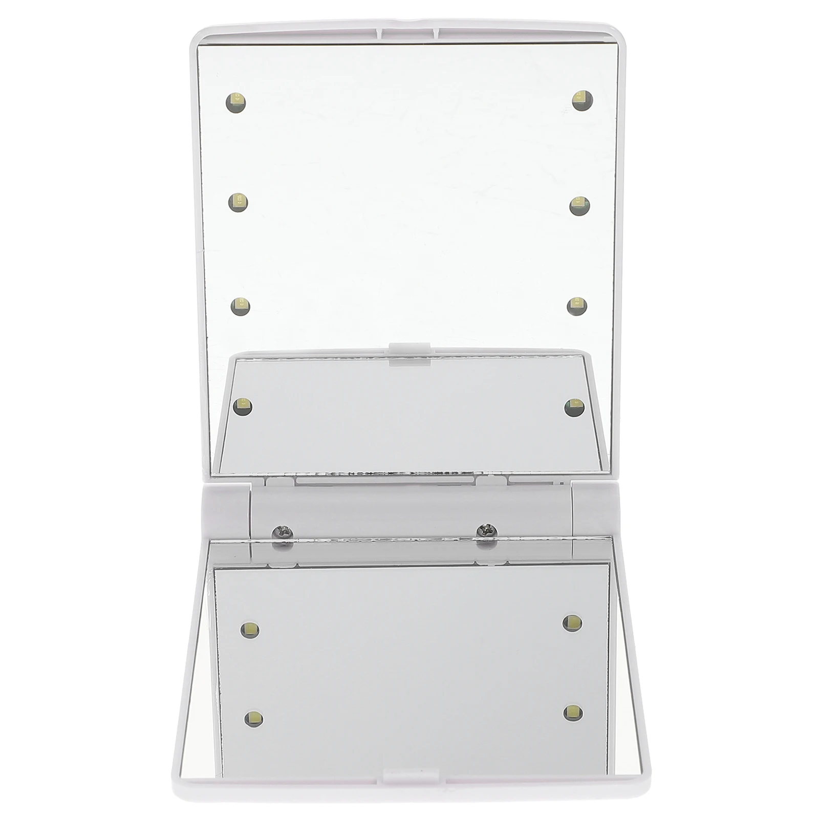 Portable LED Makeup Mirror with Lighted Mini White Travel Vanity Handheld Compact Foldable High Definition for Women