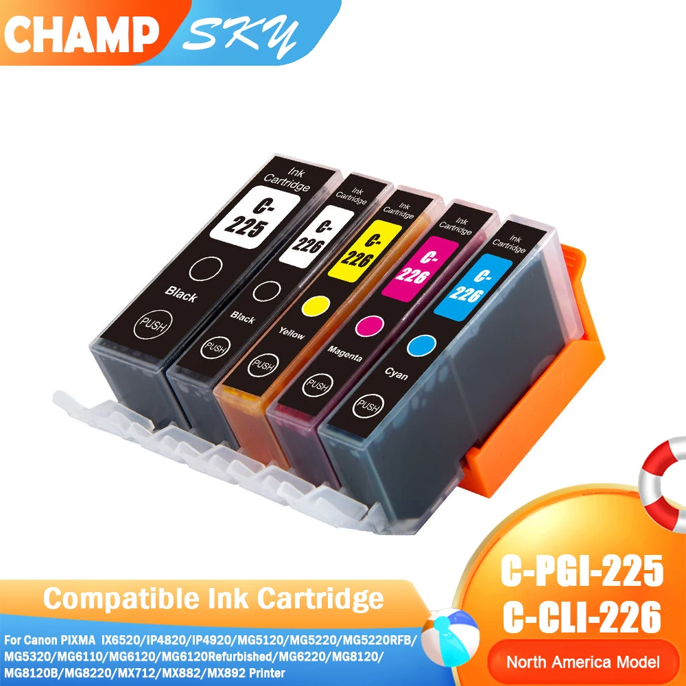 PGI-225 PGI225 PGI 225 CLI-226 CLI226 CLI 226 Premium Color Compatible Inkjet Ink Cartridge for Canon PIXMA IX6520/IP4820/IP